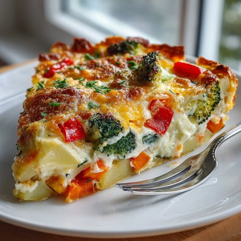 Na tle okna widać łatwa zapiekanka z warzyw.