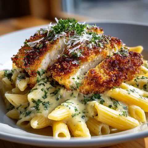 A plate of food with chicken and pasta.