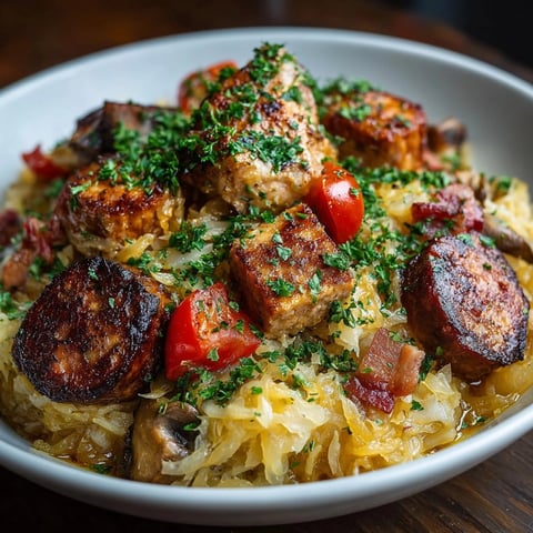 Bigos: Aromatyczny gulasz z kiszonej kapusty, mięs i grzybów. Idealny na rozgrzewający, sycący obiad.