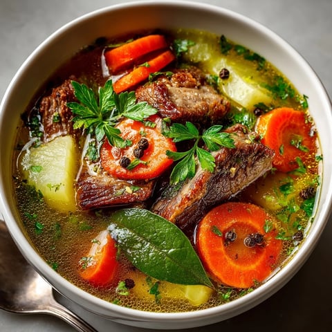 Flaki po warszawsku: Aromatyczna zupa flakowa, parująca, idealna na rozgrzewający obiad w warszawskim stylu.