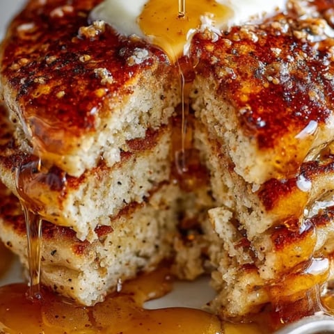 Golden Crispy Buckwheat Pancakes recipe, stacked tall and ready for maple syrup.