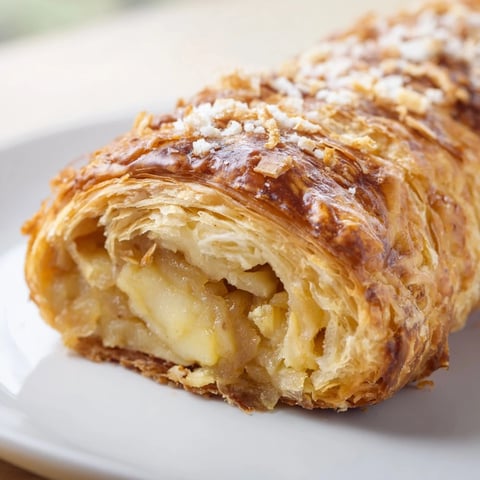 Kruche, maślane rolki z jabłkiem i serem, idealne na śniadanie lub przekąskę.  