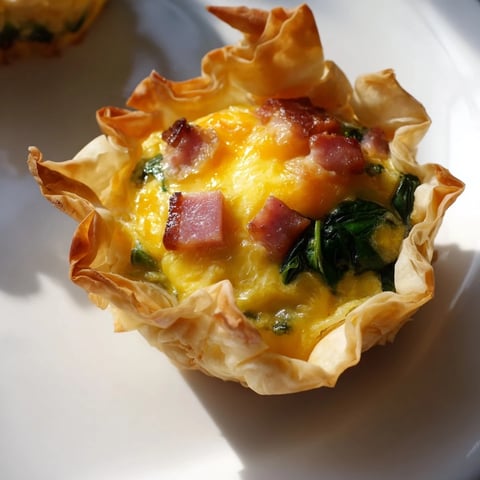 Savory Mini Ham, Cheese & Spinach Quiches, golden-baked and perfect for a satisfying brunch.