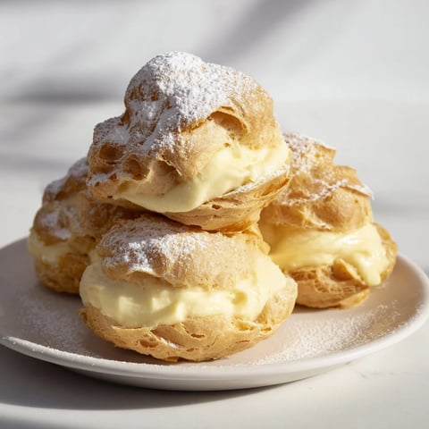 Karpatka dessert: a delightful photo showing the messy, mountainous Polish dessert with vanilla custard.