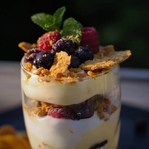 Creamy and quick Twaróg Dessert Cups layered with fresh berries and crunchy granola, ready to enjoy.
