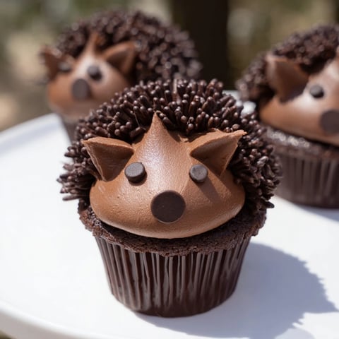 Hedgehog Cupcake Tower arranged to create a whimsical dessert centerpiece, ready to serve and enjoy.