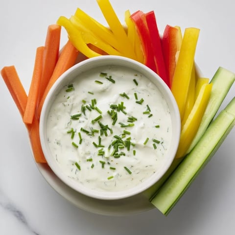 KIDS Dip: Cream Cheese and Ranch Dip Recipe with vibrant veggie sticks perfect for dipping.