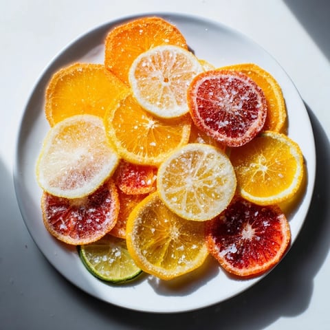 Vibrant citrus slices garnish a mocktail, ready to infuse drinks with fresh, fruity flavor.