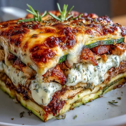 Gooey mozzarella and Parmesan melt over golden chicken and zucchini slices in this creamy High Protein Chicken Zucchini Bake, served warm from the oven.