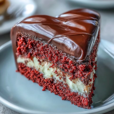 Widok czerwonej sercowej tarty Red Betty Boop Heart Cake z kremowym lukrem na sosjerce.