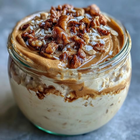 1. Vegan golden milk overnight oats with turmeric and ginger in a glass jar, topped with fresh berries and toasted coconut flakes.