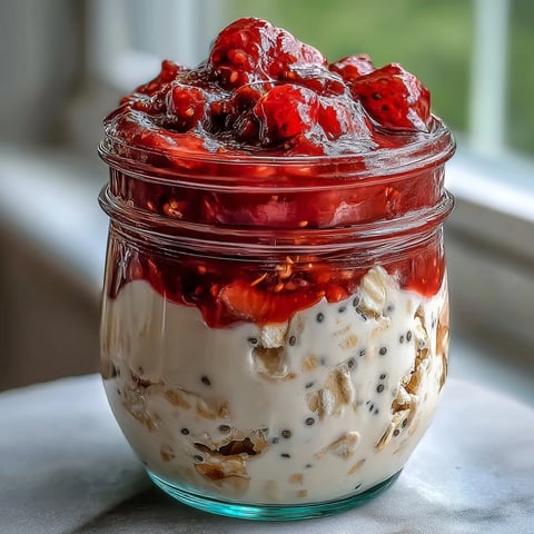 Kremowe płatki z soczystą i aromatyczną dżemem z truskawek i chia to pełnowartościowy, przygotowany z góry śniadanie, które dostarczy energii na cały dzień.