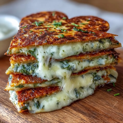 Zielona szpinakowa quesadilla w kształcie koniczyny z ostrym cheddar, smażona do złotego koloru, idealna na Święto Świętego Patryka.