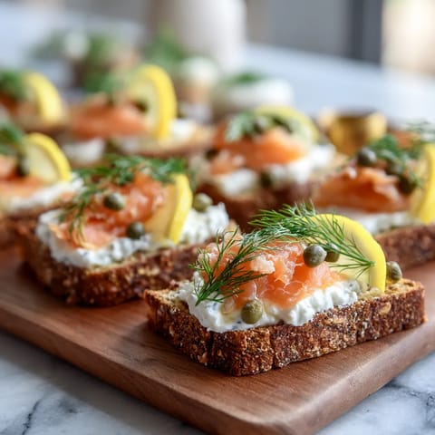 Na tabeli są słodycze z ryżowego chleba, pokryte szpinakiem i szczypiorem.