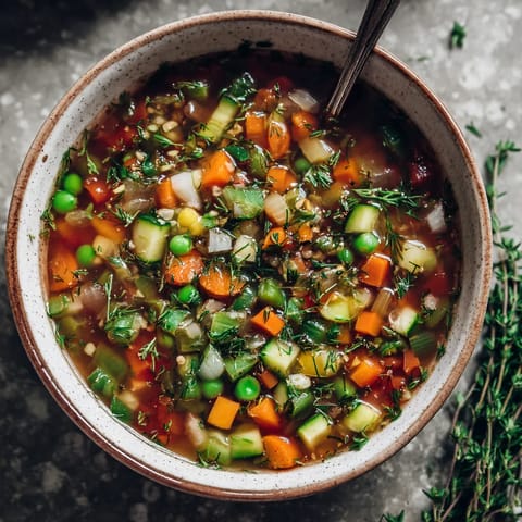 W misce zimowe warzywa, w tym pepperoni, zioła i inne składniki, wraz z ciepłym sosem.