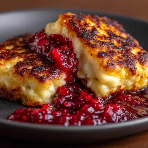 Na tle ciemnego tła, na białym talercie.