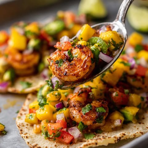 Shrimp Tacos z Mango Salsą.