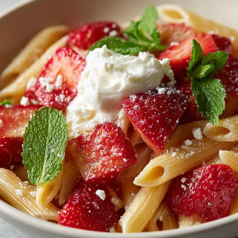 W misce z pastą z pysznymi czerwonymi jagodami, takimi jak truskawki, wraz z serem.