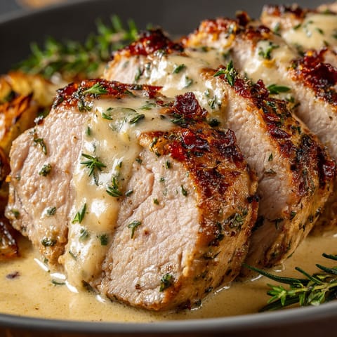 A plate of meat covered in sauce.