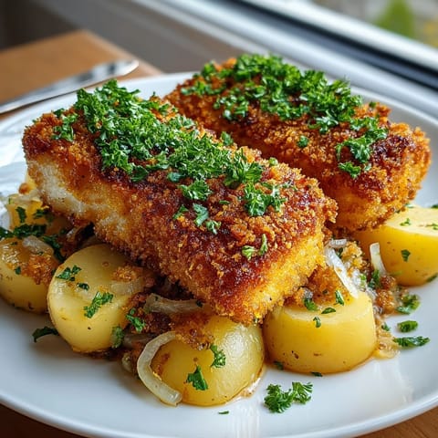 Pachnący smażony karp, przygotowywany w kuchni, obok miska usmażonych filetów, gotowy na wigilijny stół.