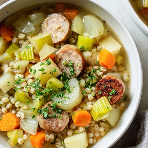 Zupa jęczmienna z kiełbasą