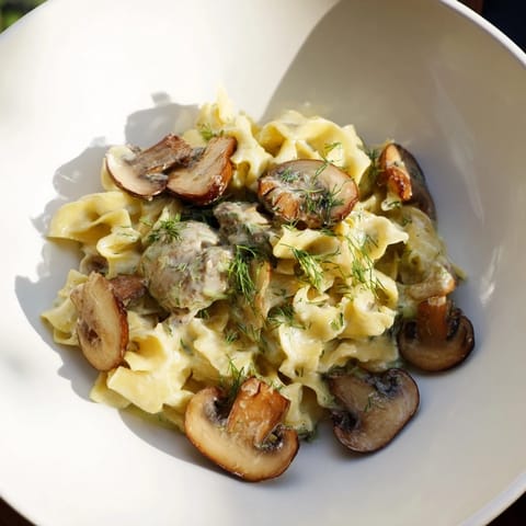 Pasta z smażonymi grzybami