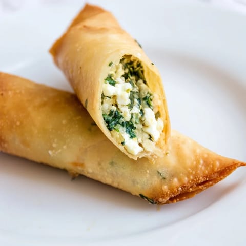 Crispy Spinach Feta Spring Rolls