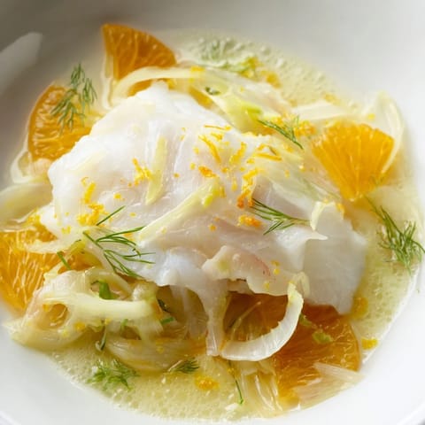 Dorsz z fenkiem i pomarańczą