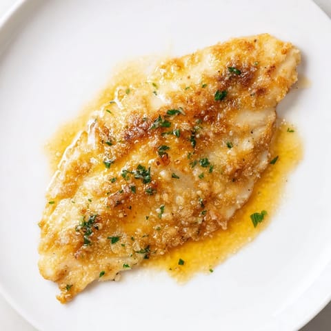 Parsley garnish and lemon wedges accompany the sizzling Flounder Meunière.
