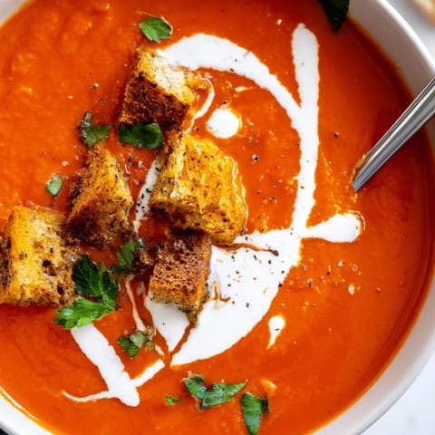 Krem z papryki z grzankami