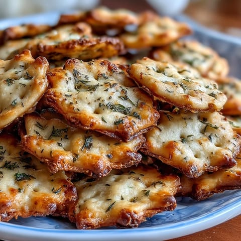 Ranch Oyster Crackers arranged in a bowl, topped with fresh herbs, ready for game day snacking or parties.