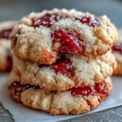 Miękkie, chrupiące ciasteczka cukrowe z malinami ułożone na rustykalnej desce, gotowe do podania.
