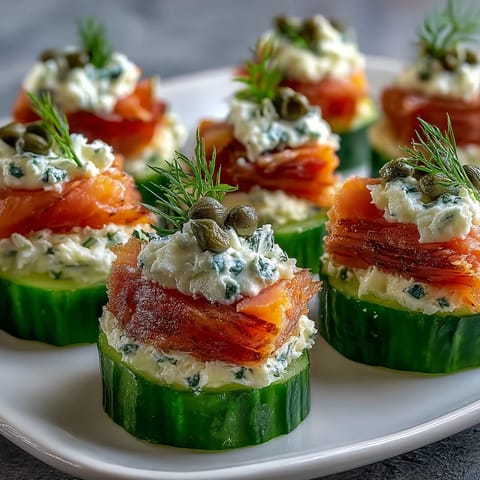Keto smoked salmon cucumber bites