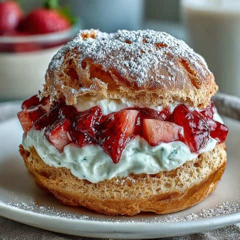 Walentynkowe pufy truskawkowe krem #1266