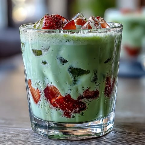 Truskawkowe Matcha Latte Owsiane