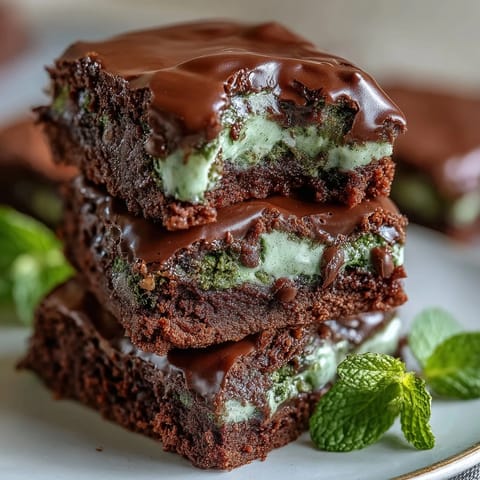 Zielone, świąteczne ciasteczka-brownie z miętowym kremem i kawałkami czekolady, idealne na Święto Świętego Patryka.