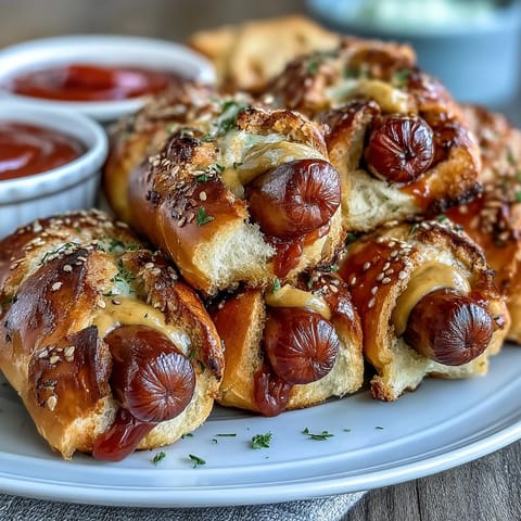 Mini baseball hot dogs in crescent roll dough—golden, bite-sized snacks perfect for game day.  