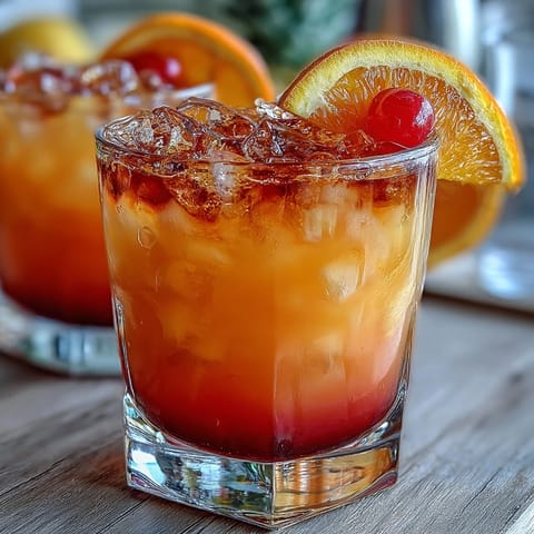 Ombre Sunrise Mocktail with Grenadine - Vibrant citrus and grenadine layers in a chilled glass, garnished with orange slice and cherry.