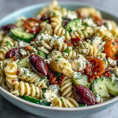 Grecka sałatka makaron oliwki feta #1385