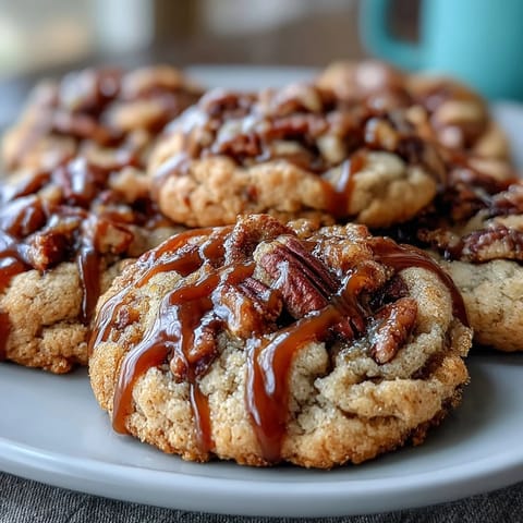 Pyszne ciastka maslane z prażonymi orzeszkami i karmelowym wirówką na górnej warstwie  