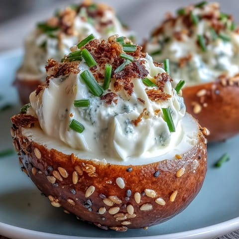 Kremowe jaja na zakręconego z wszystkim sezamem na białce z dodatkiem sezonera wszystkiego-sezamu.  