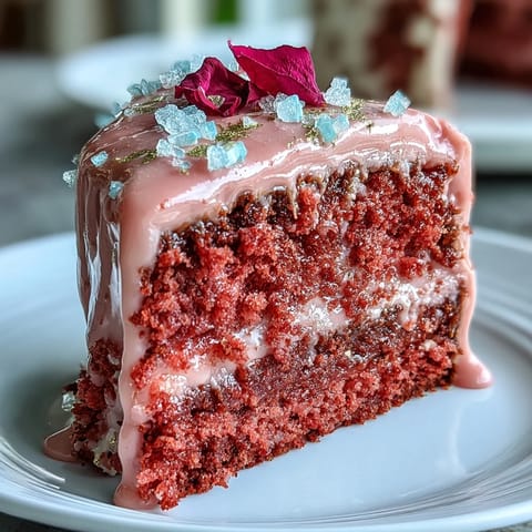 Bridal Shower Rosé Velvet Cake with Gold Drip, a stunning pink velvet cake infused with rosé wine and adorned with a shimmering edible gold drip.