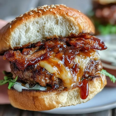Mini burgery z grillowanym boczkiem, serem i świeżymi dodatkami, Idealne na Dzień Ojca.