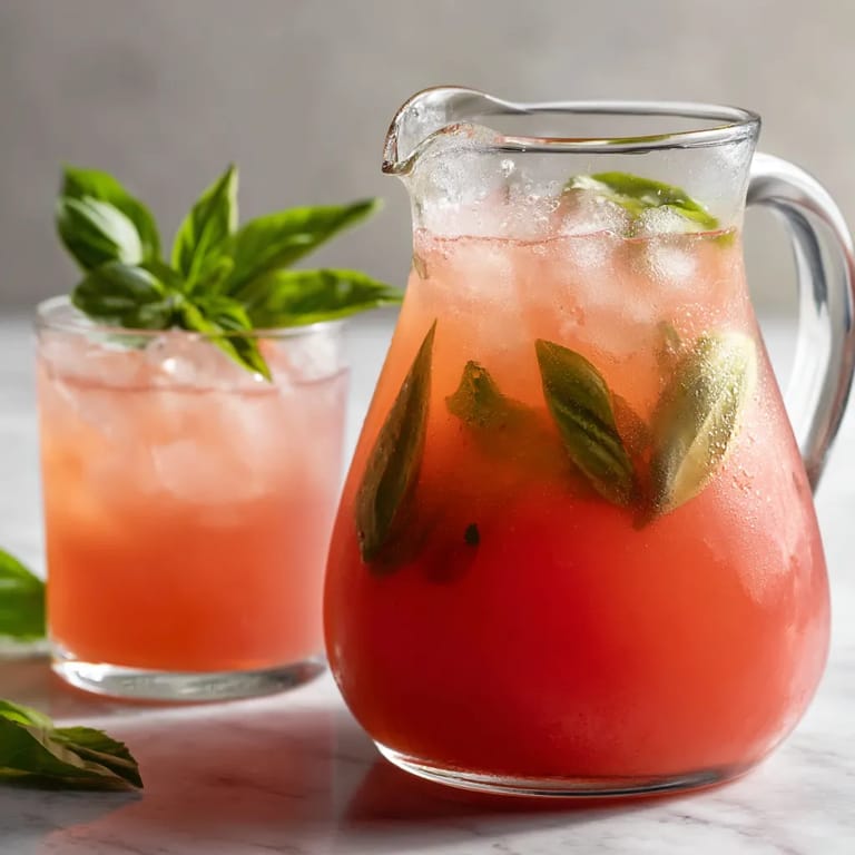 Widać się wizerunek Rhubarb Lemonade z dodatkiem bazylii.