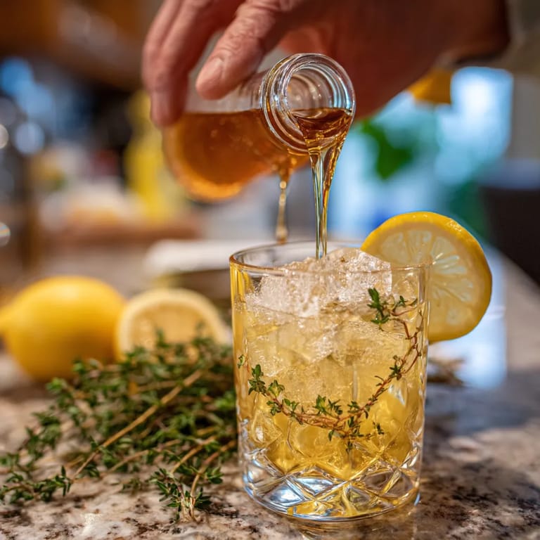 W kąpielni leży szklanka z napojem.