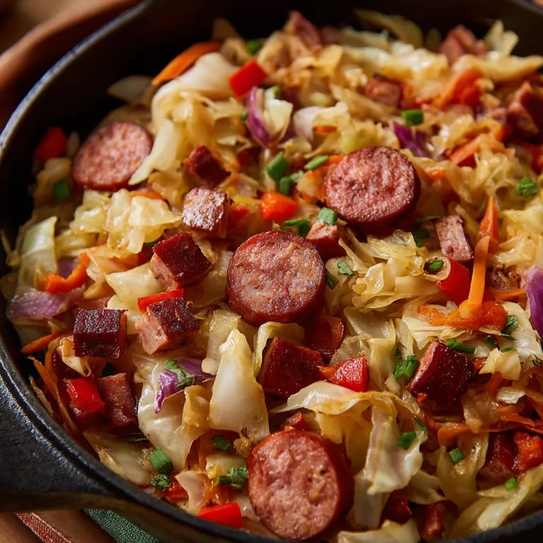 Obraz przedstawia bigos z kawałkami kiełbasia i warzyw, w tym kawałki kiełbasia i kawałki kawy. Bigos jest serwowany w misce, a warzywa są rozłożone w całym obrazie.