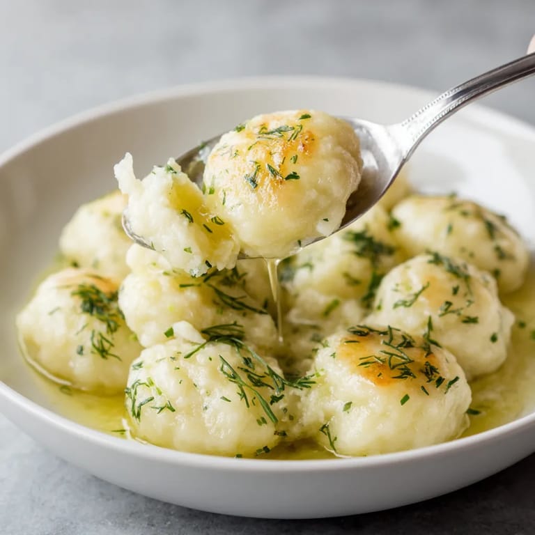 Kopytka (Polish Potato Dumplings) są gotowe i są w misce.