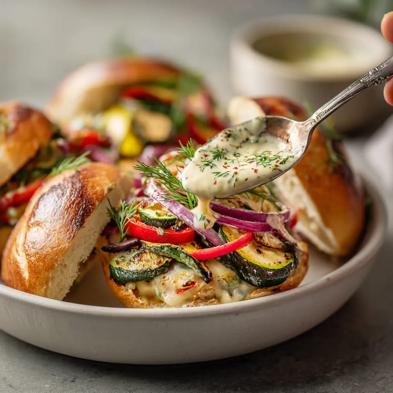 Polska pyszna kiełbaszka z sałatem i sosem, wypełniona na toastie.