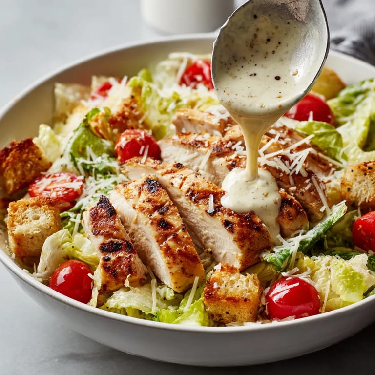 W misce z grilled chicken, salat z rzymskiego cesarza, w której dodatkowo są pomidory, słodycze i sos.