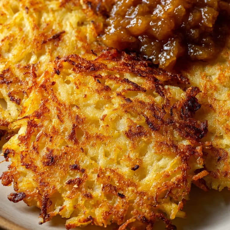 Na tle ziemniaczanej zapiekanki, w której wpleciony jest kawałek pieczywa.